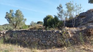 Detalle de Finca en Fuentespalda con masía de adobe.