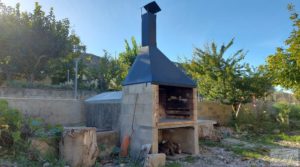 Detalle de Chalet en Maella con arboles frutales y jardines. con barbacoa